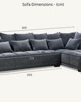 Aluxo Gramercy  Sofa in Oatmeal Steel Velvet Fabric