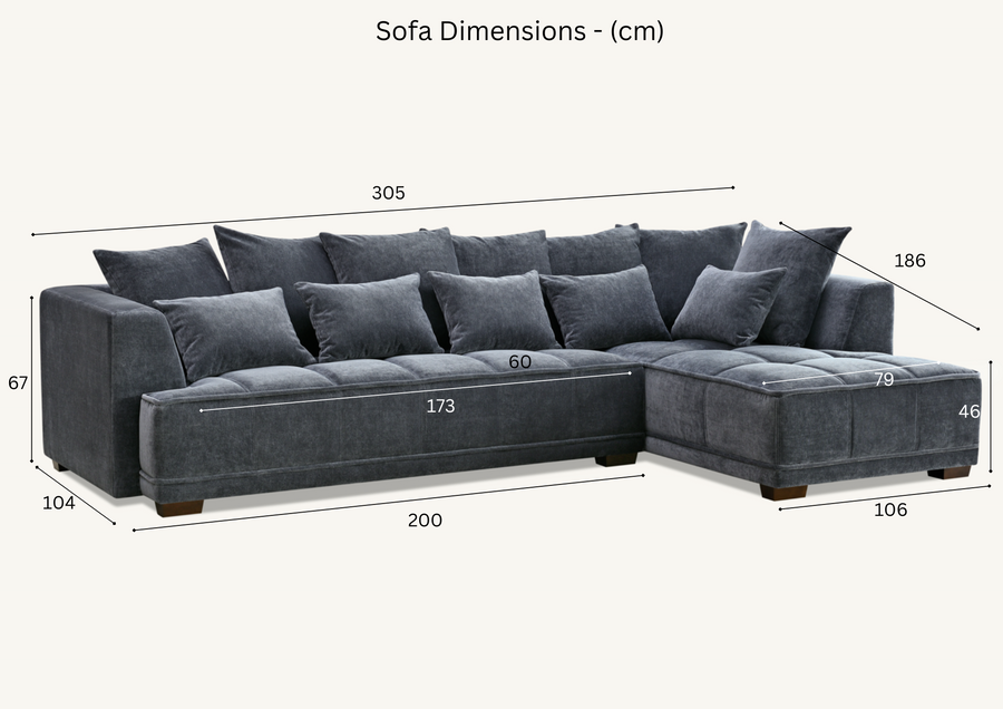 Aluxo Gramercy  Sofa in Oatmeal Steel Velvet Fabric