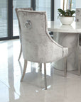 Carrara Marble Marble Dining Table with 4 or 6 Dark Grey Velvet chairs