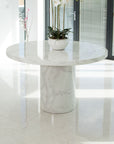 Carrara Marble Marble Dining Table with 4 or 6 Dark Grey Velvet chairs