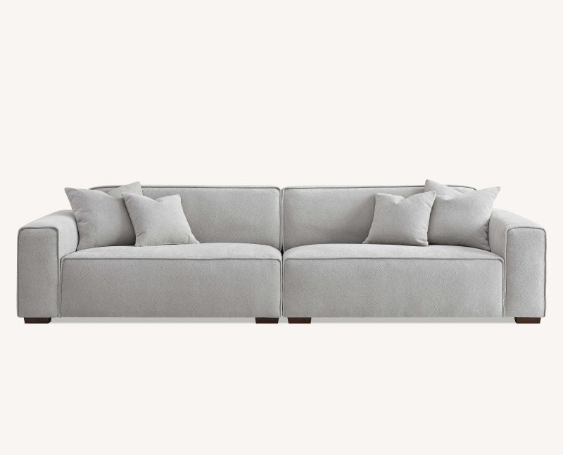 Aluxo Dakota 4 seater with Chaise in Light Grey Boucle