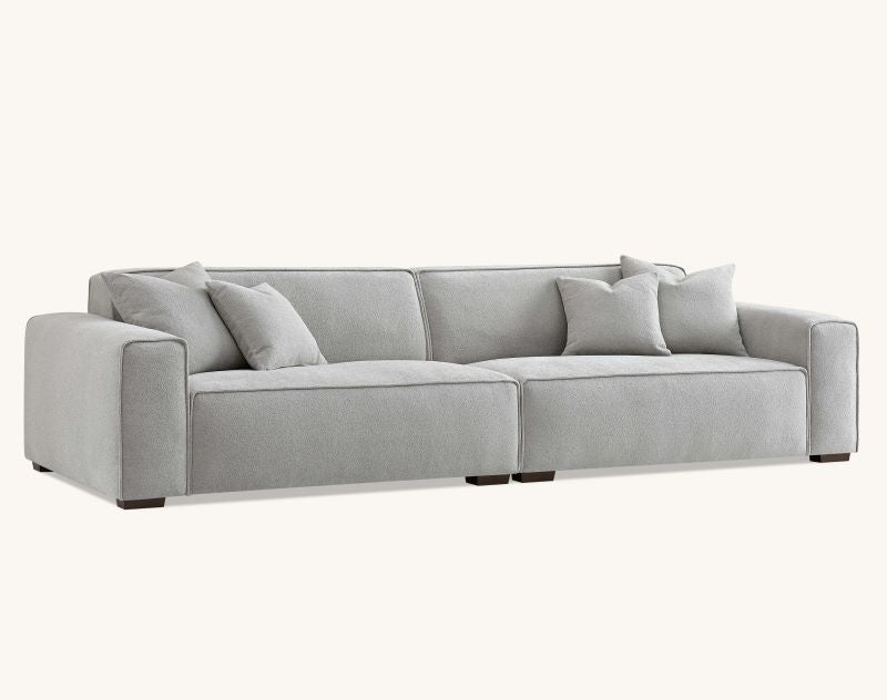 Aluxo Dakota 4 seater with Chaise in Light Grey Boucle