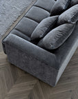 Aluxo Gramercy  Sofa in Oatmeal Steel Velvet Fabric