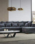 Aluxo Gramercy  Sofa in Oatmeal Steel Velvet Fabric