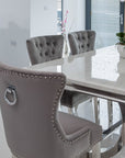 Venice White Marble Dining Table with 4 or 6 Velvet chairs