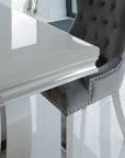 Venice White Marble Dining Table with 4 or 6 Velvet chairs