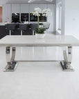 Venice White Marble Dining Table with 4 or 6 Velvet chairs