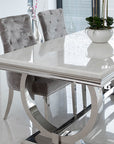 Venice White Marble Dining Table with 4 or 6 Velvet chairs